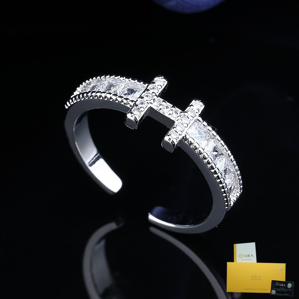 [with Gra Certificate] Fashion H Ring Elegant Full Diamond H Letters ...