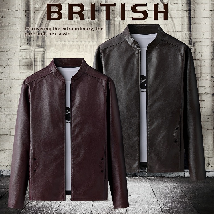 Men's handsome leather jacket Large size biker jacket leather jacket