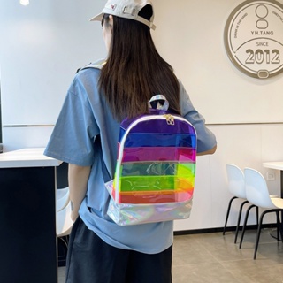 Rainbow Contrast Color Striped Handbag Y2k Korean Style Shoulder