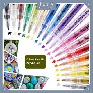 Flysea 18 Colors Acrylic Paint Pens Soft Brush Tip ,Calligraphy Art Markers  For Beginners Writing ,Paint Pens Paint Makers For Rock Painting, Stone, G