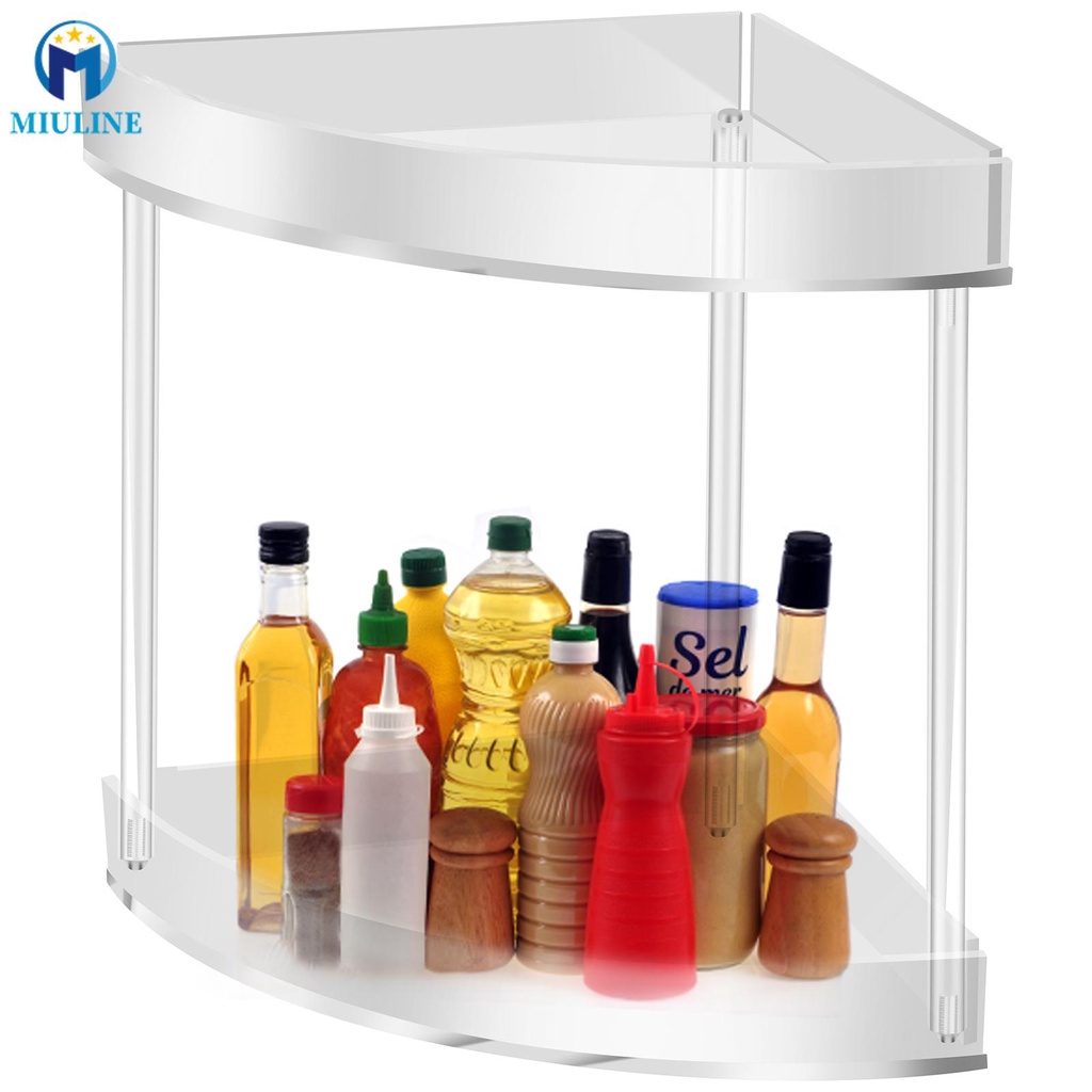 2 Tier Corner Bathroom Counter Organizer Clear Acrylic Corner