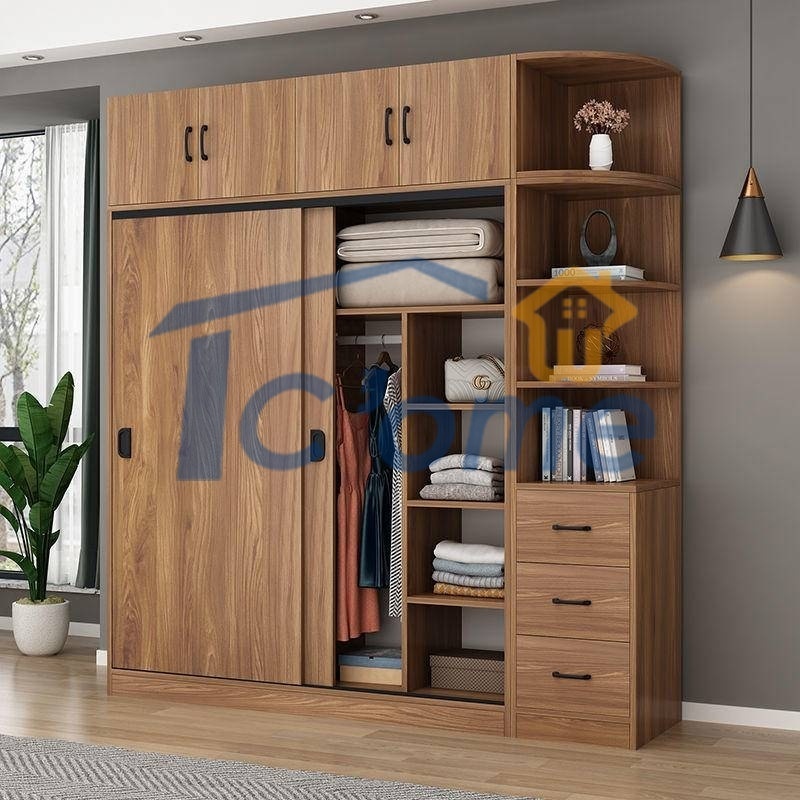 ZHQ Wardrobe home bedroom sliding door locker simple modern large ...