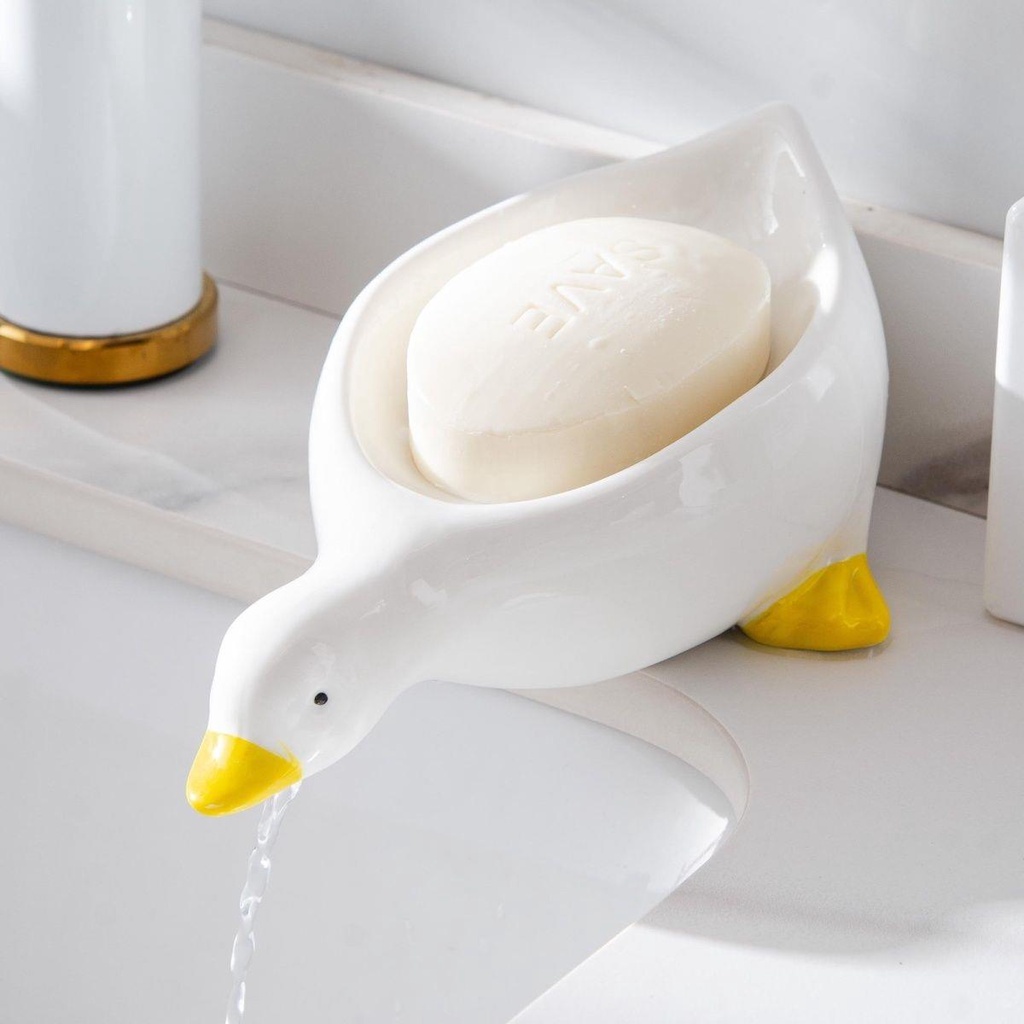 Creative Duck Shaped Soap Box Plastic Drain Soap Dish Tray Bathroom ...