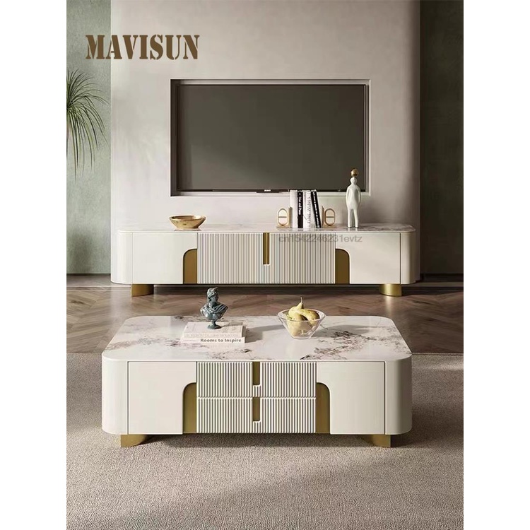 Light Luxury TV Cabinet Rectangle Center Tables White Display Sideboard ...