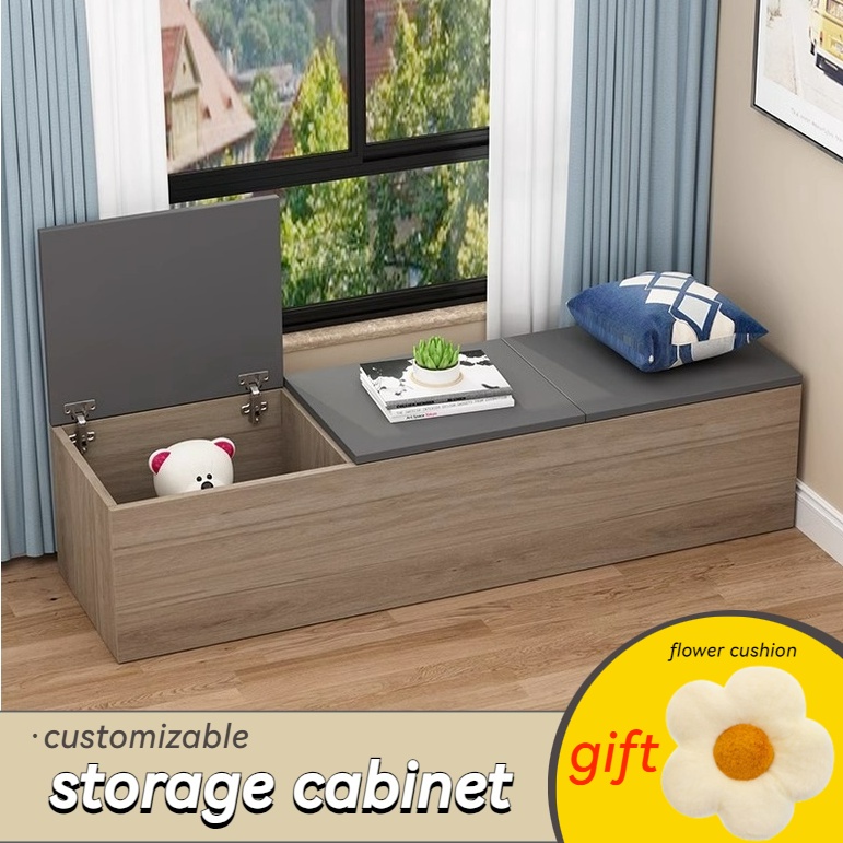 Bay window storage top flip can sit bedroom floor