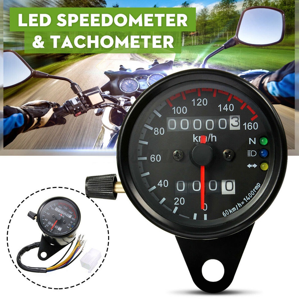 Universal Motorcycle Speedometer Double Color LED Light Odometer Speed ...