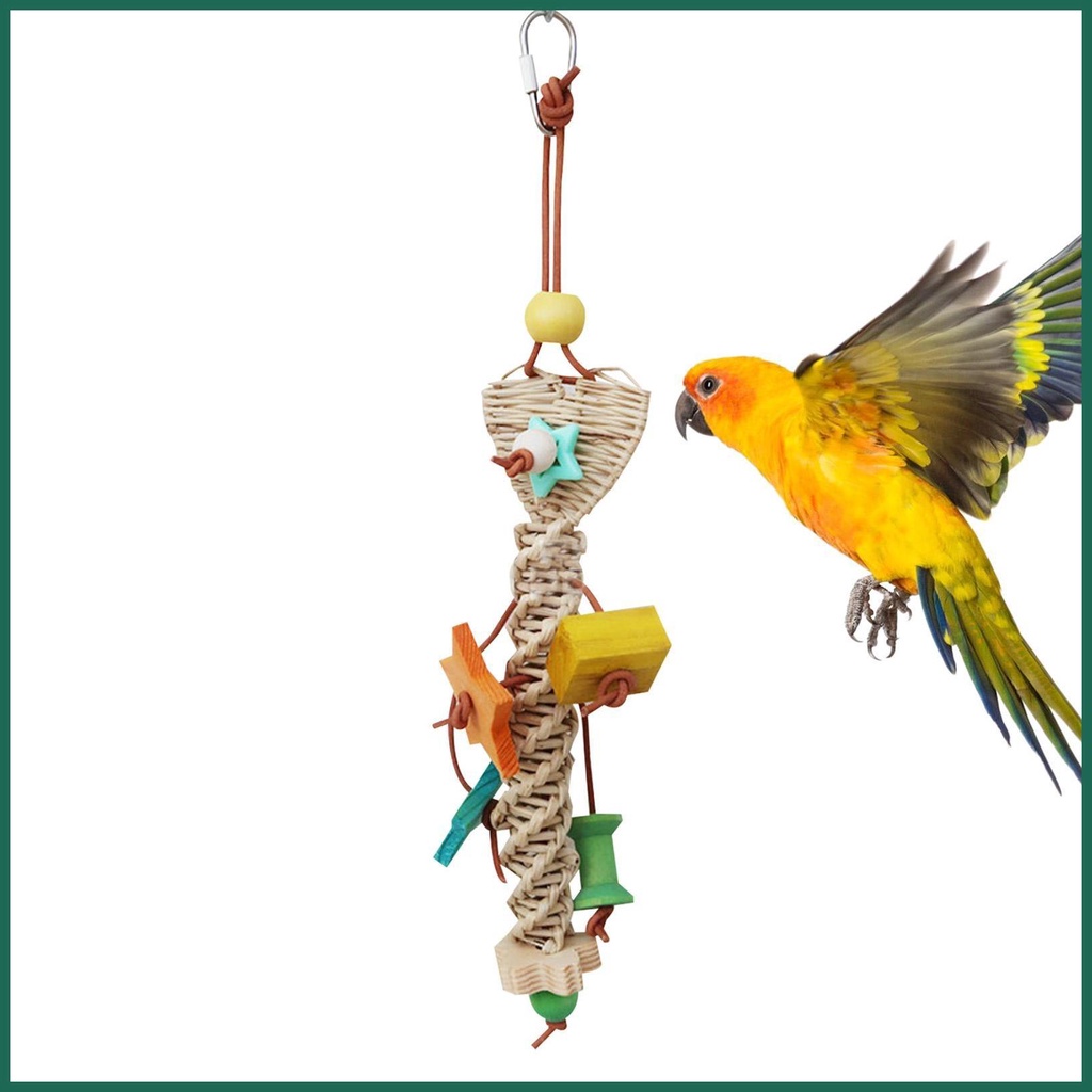 Parrot Chew Toys Colorful Seagrass Basket Bird Toy For Large Parrots
