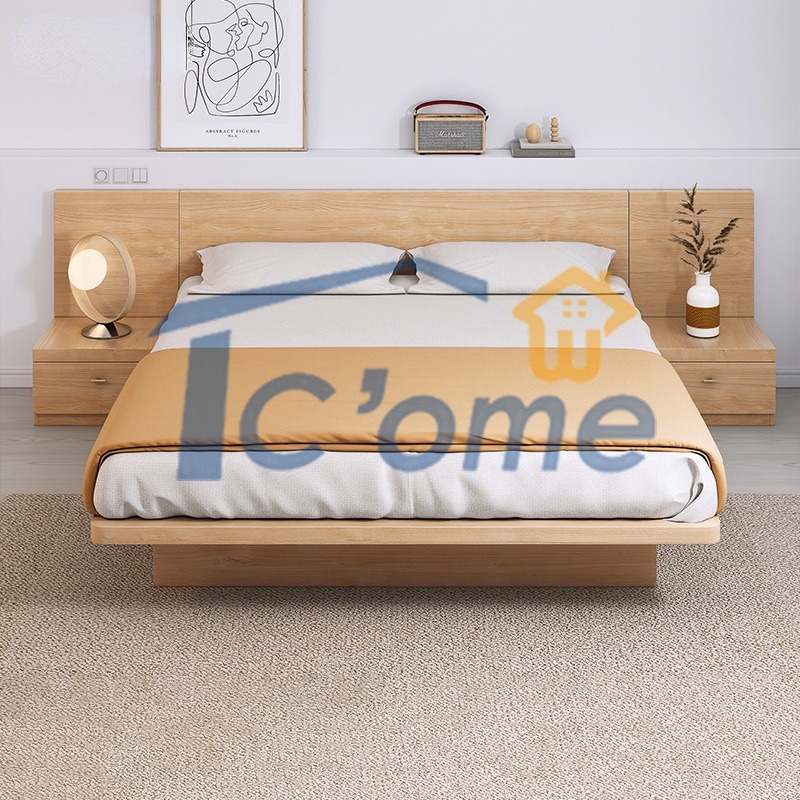 ZHQ Japanese Tatami Bed Master Bedroom Storage Double Bed Modern Minimalist Solid Wood