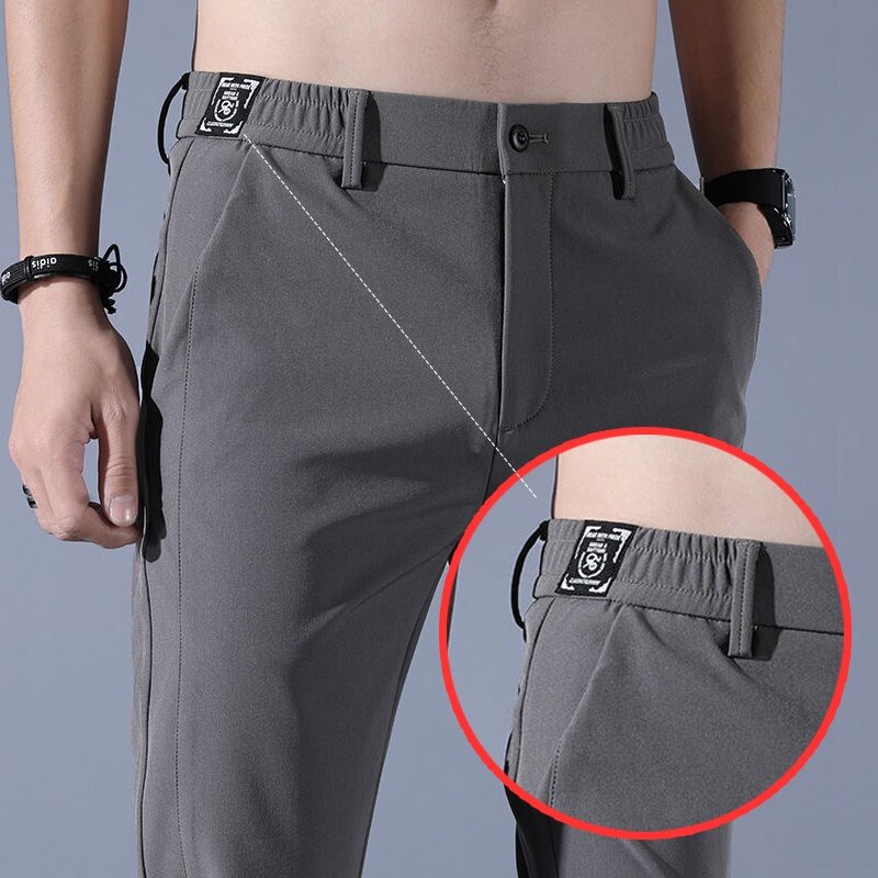 Solid Color Ice Silk Straight Pants Men S Air Conditioning Casual