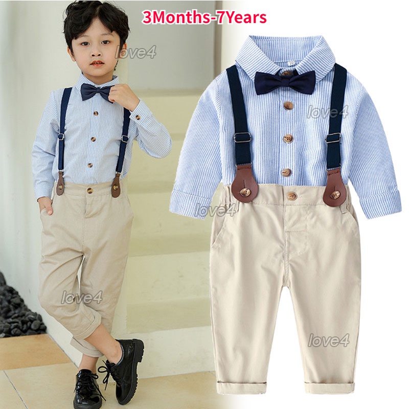 Bow Boy Dangri Dress Christening Clothes For Baby Boy 1st Birthday