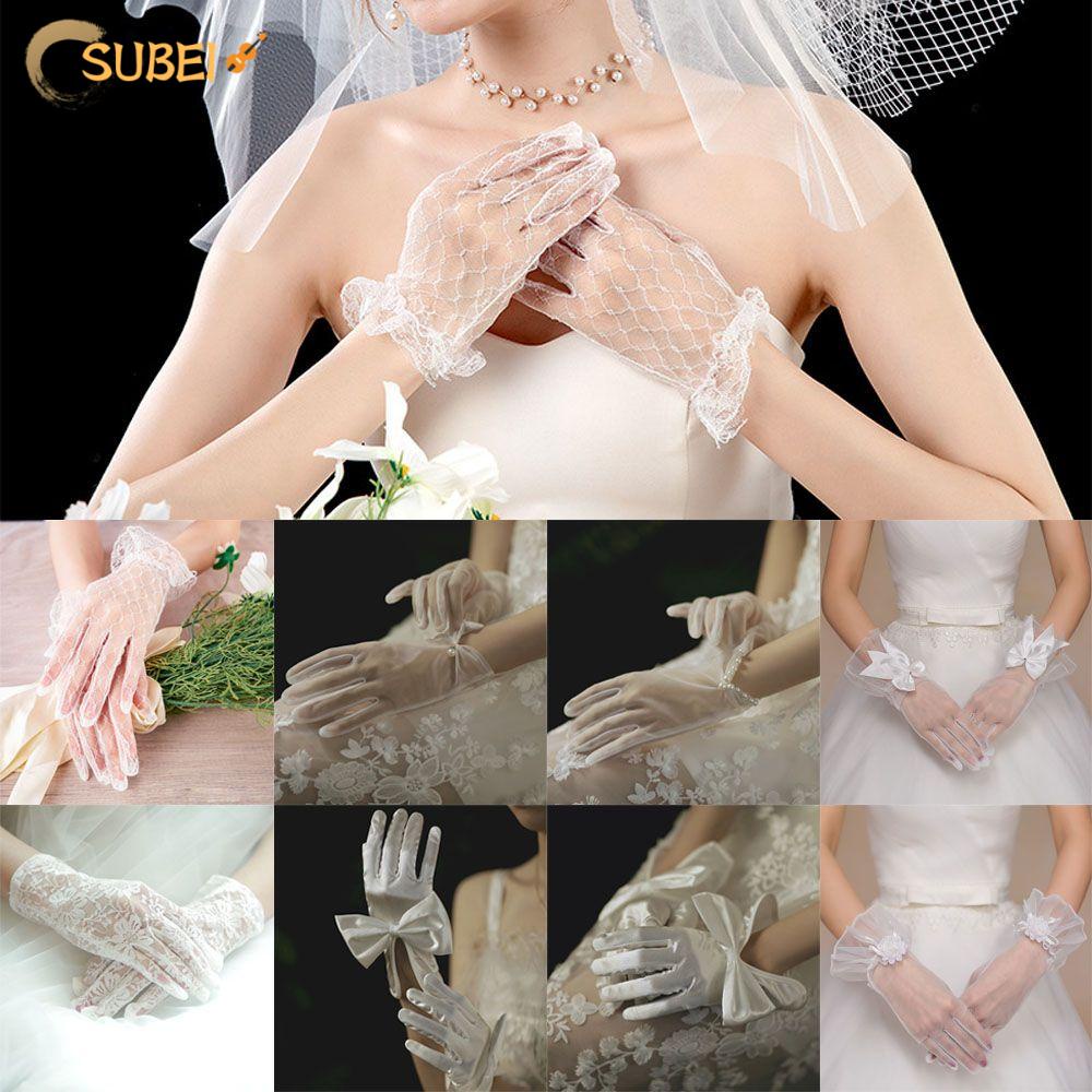 SUBEI 1 Pair Vintage Wedding Bridal Gloves Party Cosplay Accessories Cycling Driving Mittens Lace Gloves Party Dress New Fashion Clothing Accessories