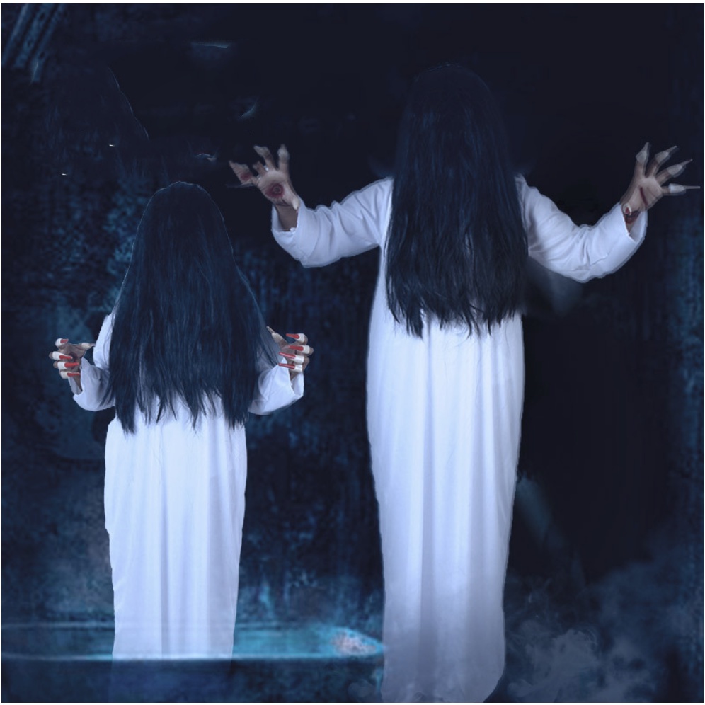 Sadako Ghost Costume Women Spooky Devil Halloween Clothing Hallowen Haloween Helloween Heloween 5583