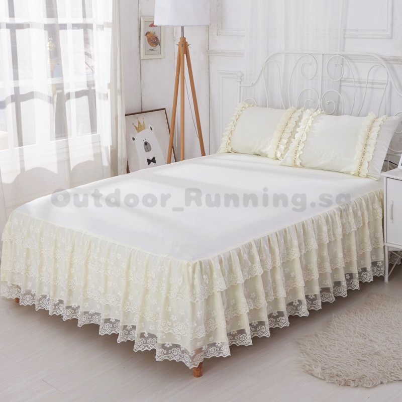Lace Bed Sheet with Skirt High Quality Plain Bedsheet with Skirting
