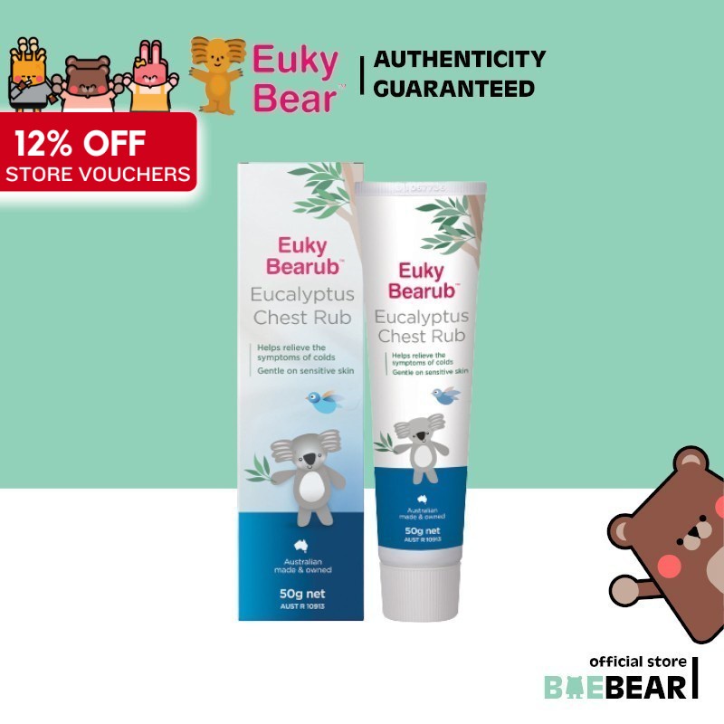 Euky Bearub Eucalyptus Chest Rub 50g I Sniffly Nose Room Spray+ 125g