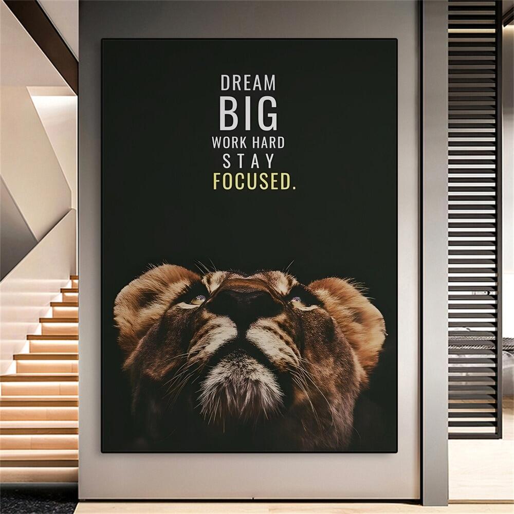 Lion Canvas Painting Wild Animal Canvas Prints Motivational Wall Art ...