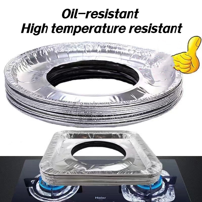 10Pcs Gas Cooker Tinfoil Greaseproof Mat Sticker Cooktop Protection