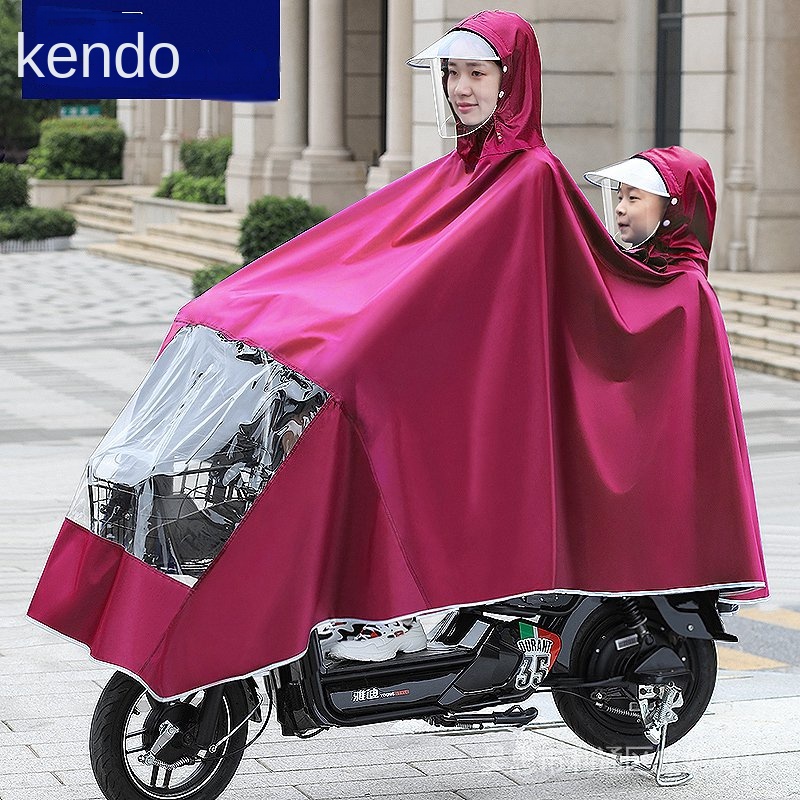 Electric battery car raincoat mother and child 2 person double