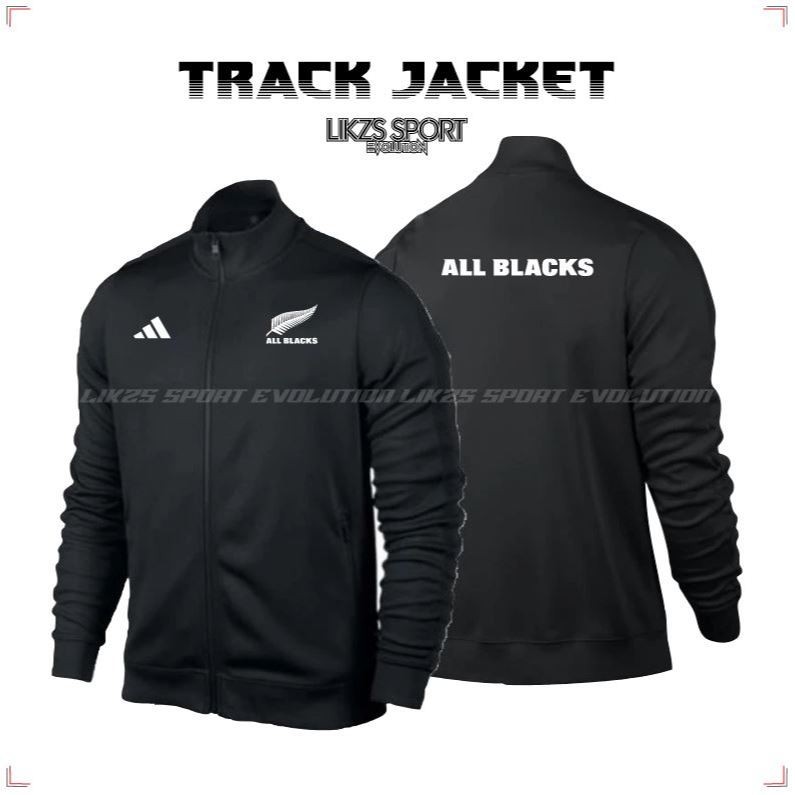 All Black Rugby Track Jacket Top DX2 Training Sweater Player Coach Warm ...