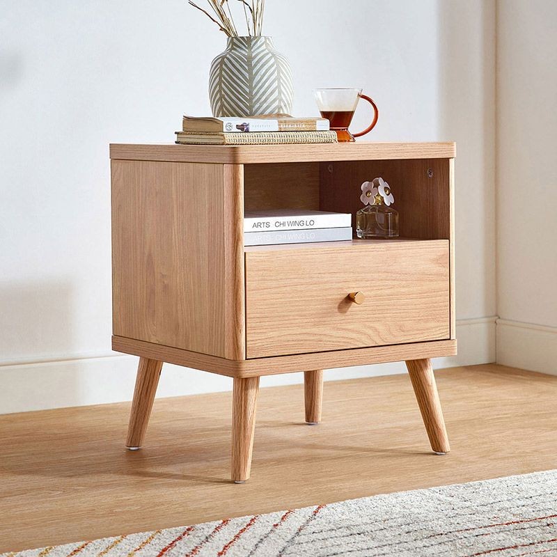 Su Solid Wood Foot Bedside Table Bedroom Locker Storage Cabinet Log ...