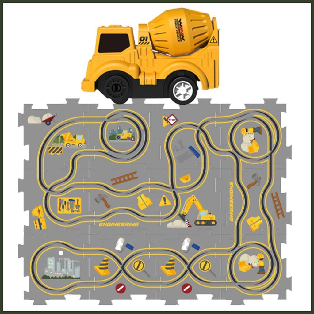 Puzzle Car Track Puzzle Board Learning Games Race Track Cartoon ...