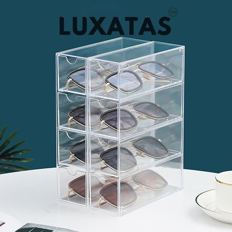 LUXATAS™ Acrylic sunglasses spectacles storage display case fits 4 Set ...