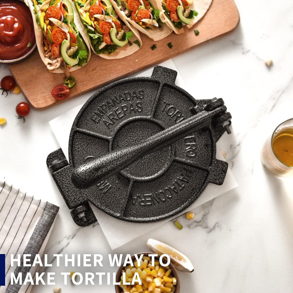 Tortilla Press 8 inch, Cast Iron Tortilla Maker , Roti Maker, Taco