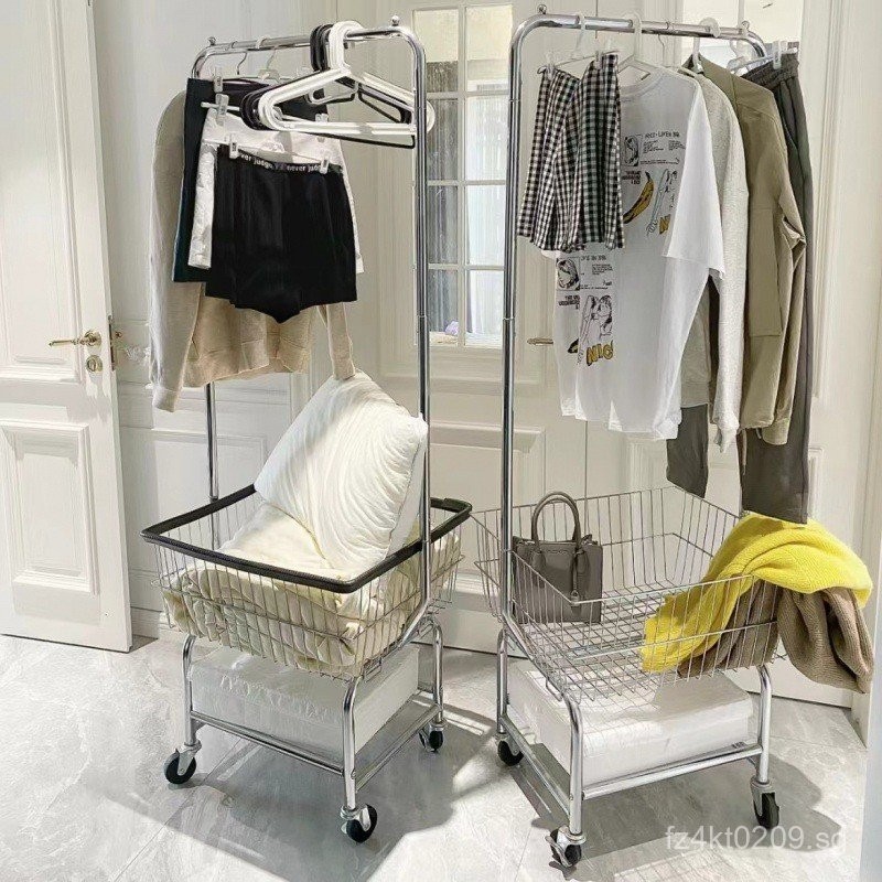 Storage Mobile Clothes Rack with Wheels Nordic Style Room Home Light ...