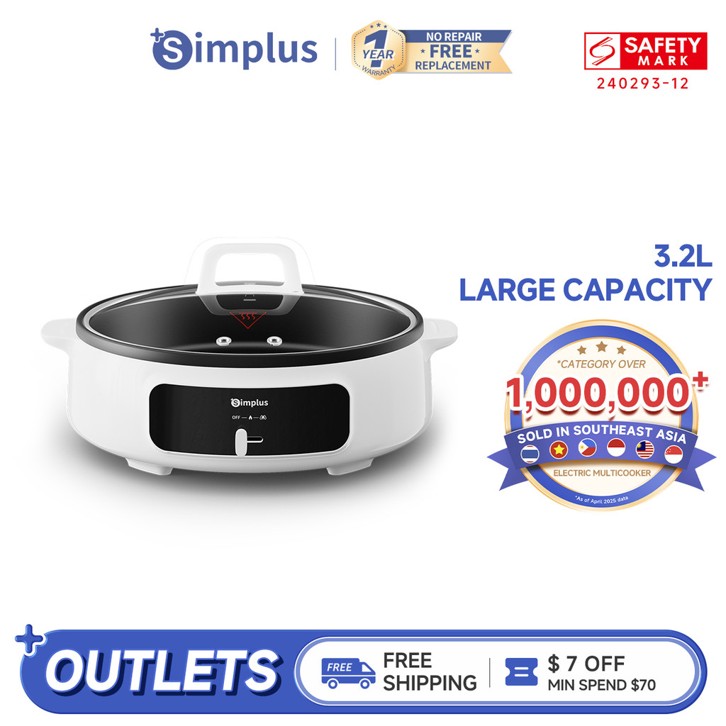 Simplus 3.2L Multi-function Electric Hot Pot 1400W Household Nonstick ...