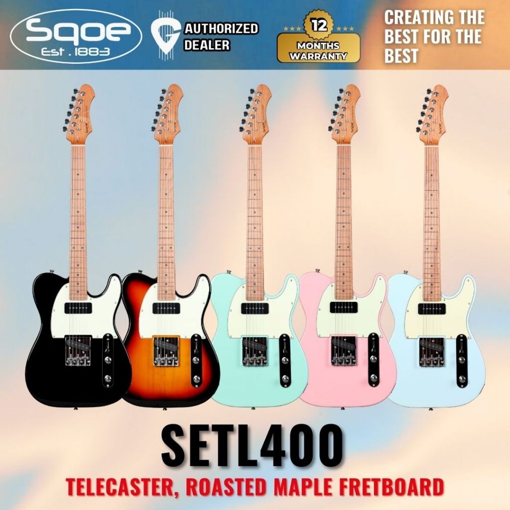 SQOE SETL400 Telecaster Body SS Electric Guitar Roasted Maple Fretboard ...