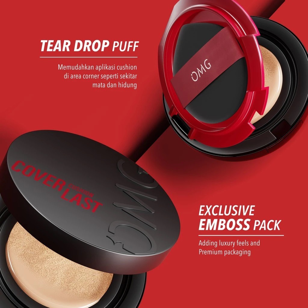 OMG Oh My Glam Coverlast Cushion 15gr / Merah Jingga Official - Gambar 4