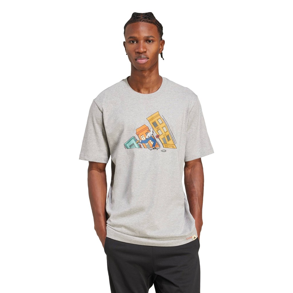 adidas Lifestyle Doodle Hunt Skate Graphic Tee Men Grey JM6498