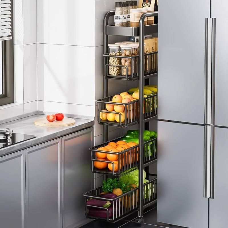 [48H Shipping] Narrow Gap Storage Rack for Kitchen Refrigerator Side ...