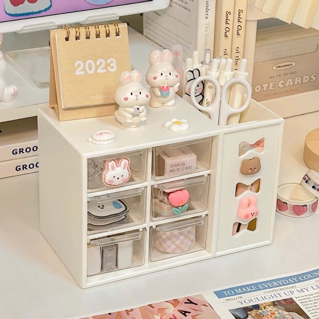 Multi-purpose plastic box with 6 small compartments and 1 large ...