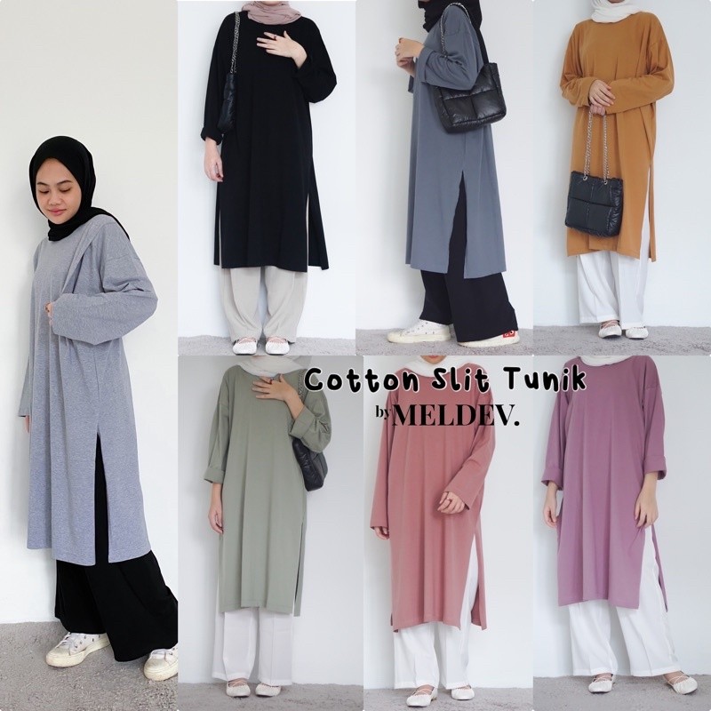 Bymeldev Cotton Slit Plain Tunic Busui and Non Busui | Shopee Singapore
