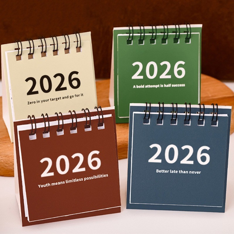 4Pcs 2026 Mini Desk Calendar - Coil Flip Over Calendar - Yearly ...