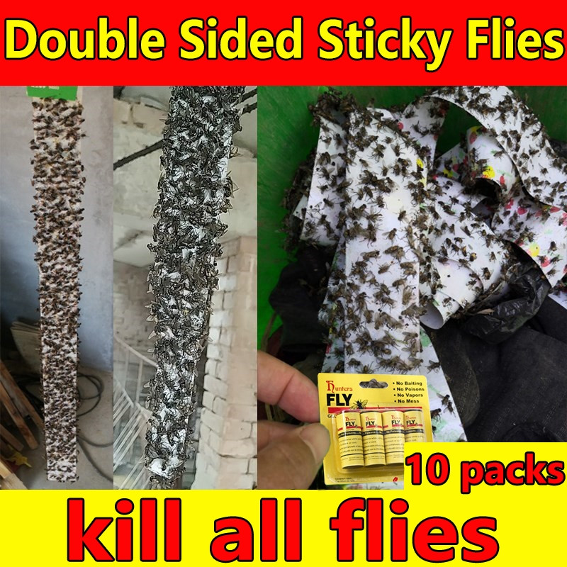 4 rolls of insect and fly glue paper catcher traps, ribbons, tape ...