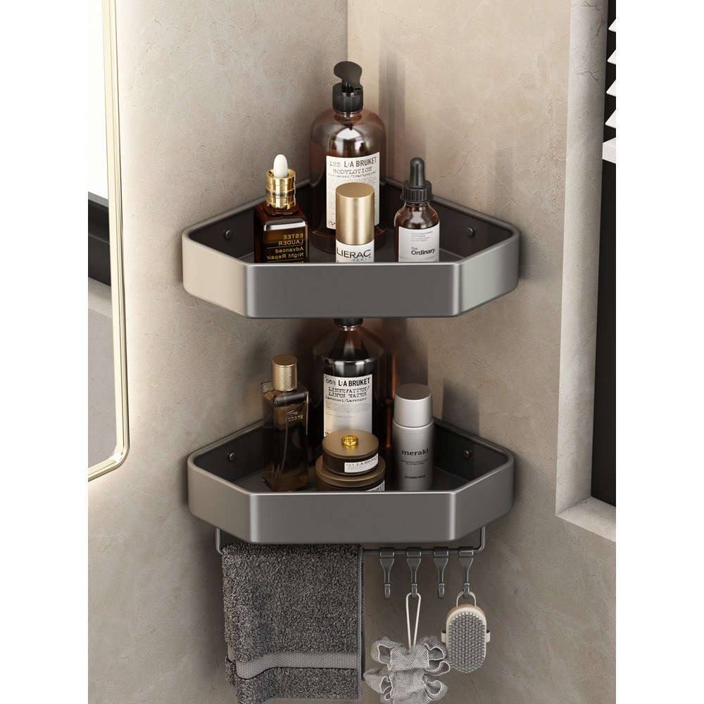 M-6/Bathroom Rack Bathroom Shelf Triangle Punch-Free Toilet Bath Shower ...