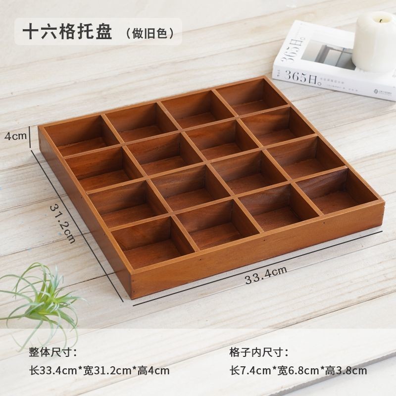 Desktop Storage Box Solid Wood Divided Organizer Box for Cosmetics ...
