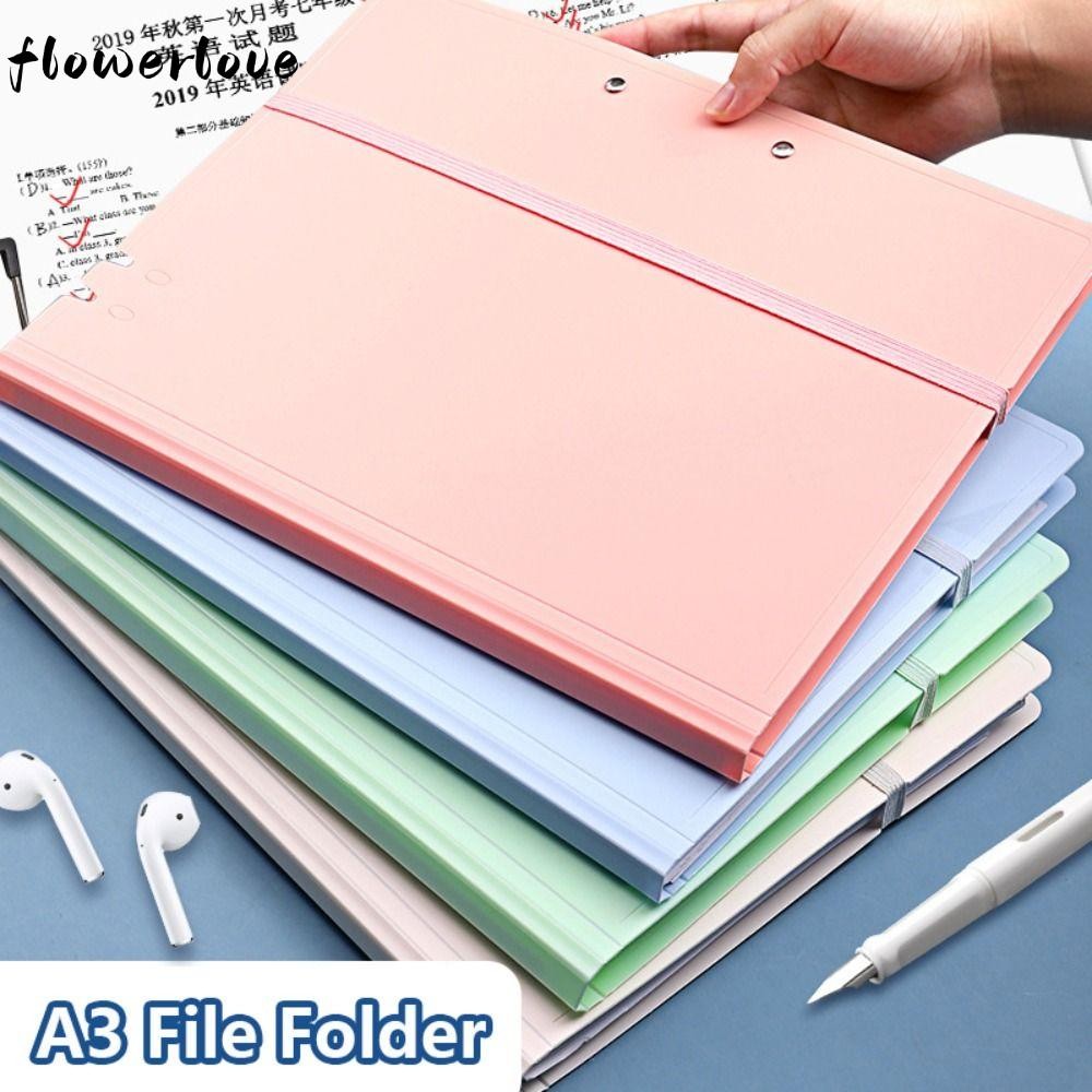 FLOWERLOVE A3 File Folder, Strap Design Multifunction Exam Paper ...
