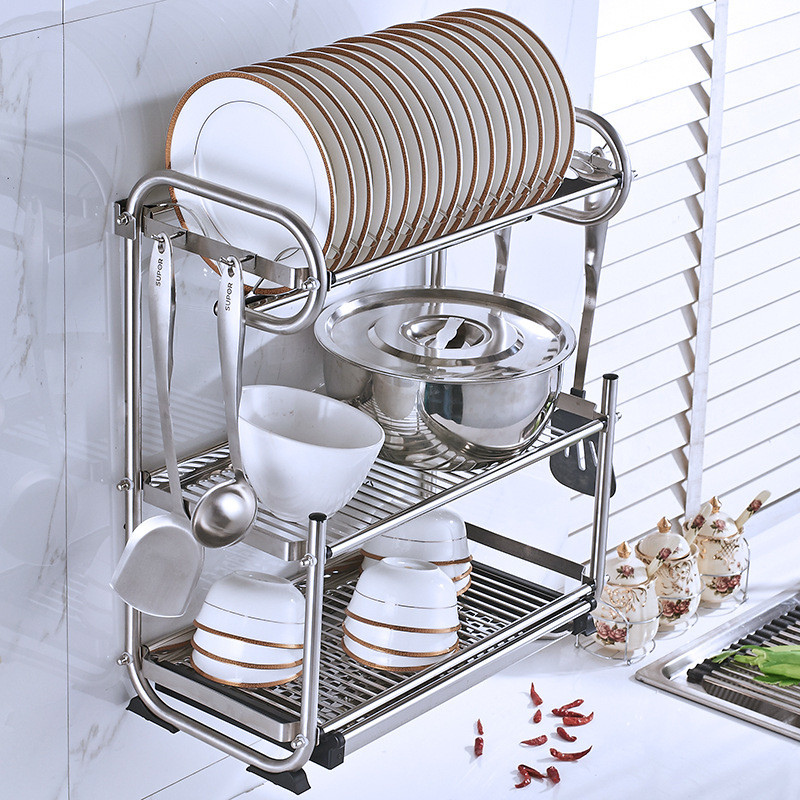 [in stock] 304Stainless Steel Dish Rack Wall-Mounted Draining Rack ...