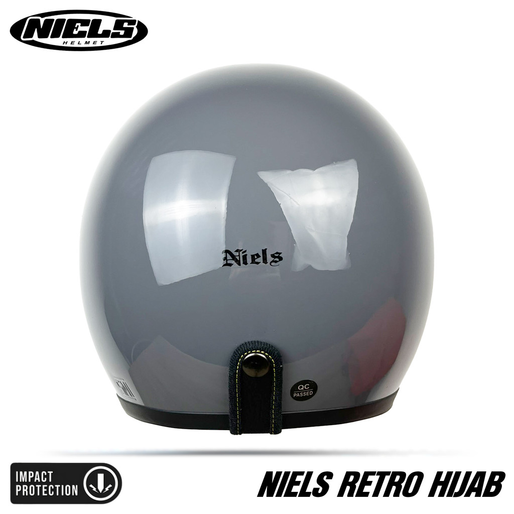 NIELS - Helm Bogo Retro Hijab Dewasa Kaca Pilot SNI Motorcycle Grey Glossy - Gambar 4
