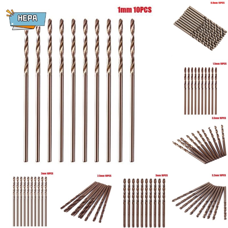 【HEPA】10pcs Drill Bit Set High Speed Steel Straight Shank Twist Hand ...