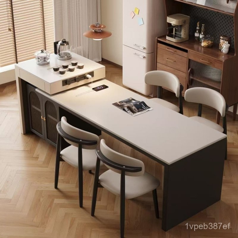 J-9/Stone Plate Kitchen Island Dining Table Integrated Retractable ...