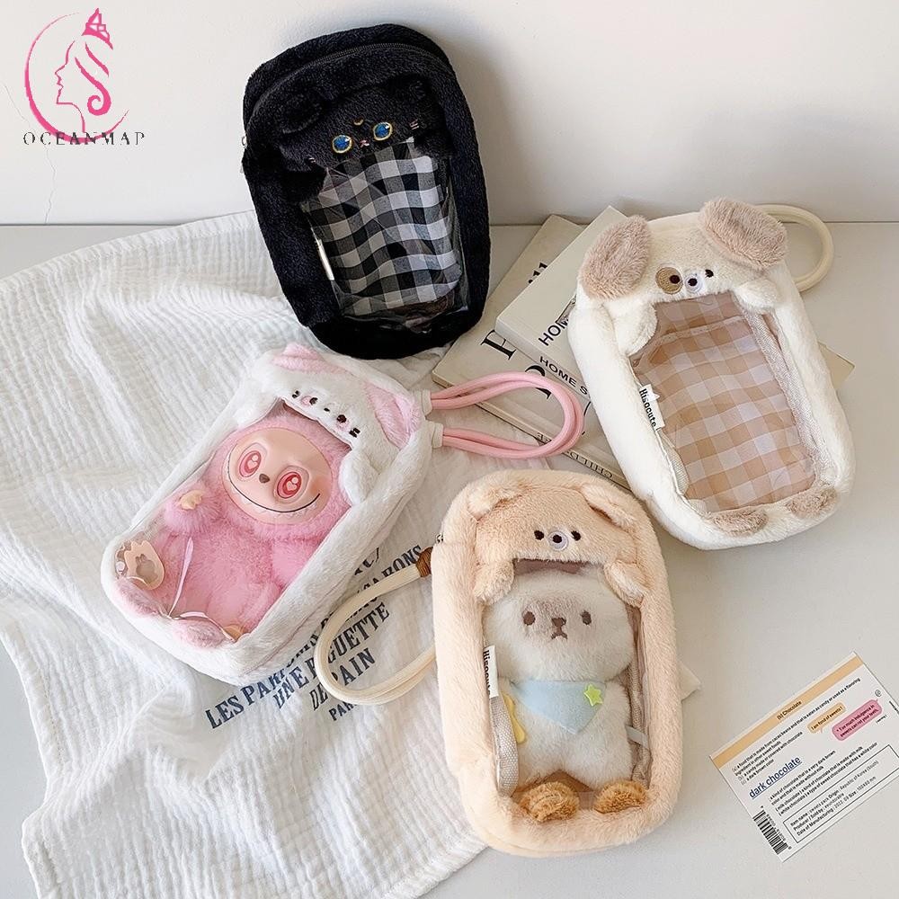 OCEANMAP Chiikawa Display Bag, Plush with Keychain Labubu Doll Storage ...