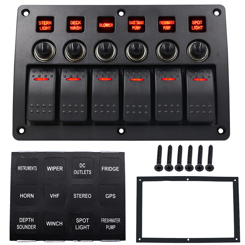 WUPP Yacht Sailboat Car Universal Modified Switch Combination Panel Six ...