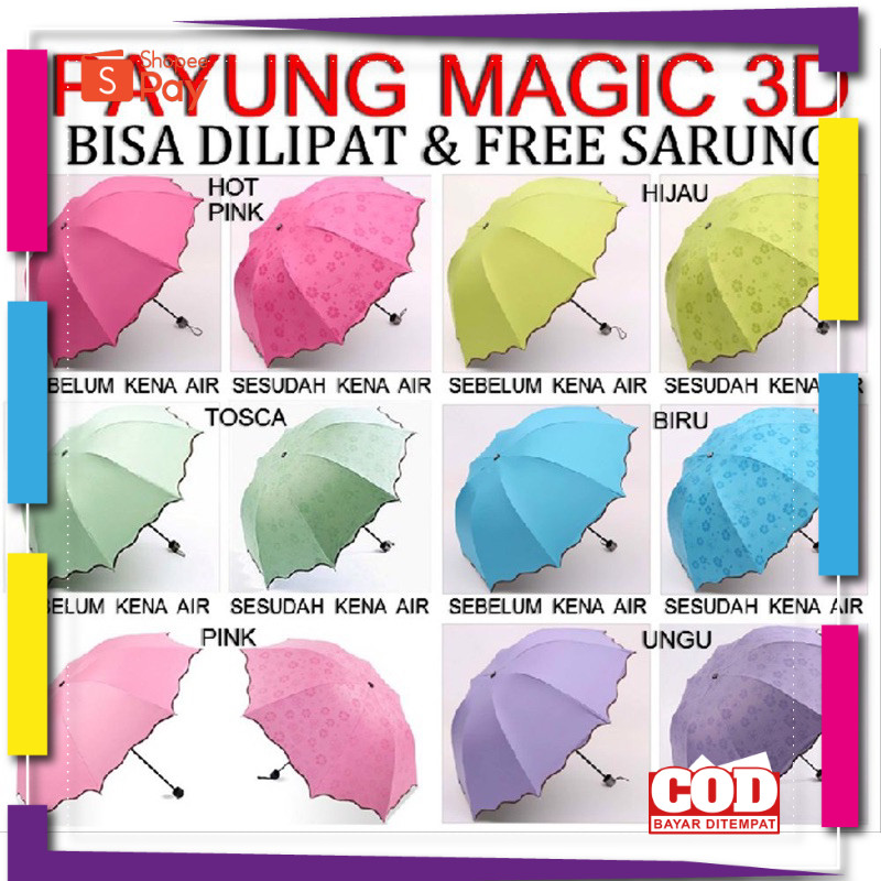 PUTIH [PREMIUM Original] BM = 4D MAGIC 3D FOLDING UMBRELLA 4 DIMENSIONS ...