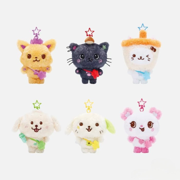 Kpop NCT WISH Plush Flash Milk Tea Cat Bag Keychain with Sakuya