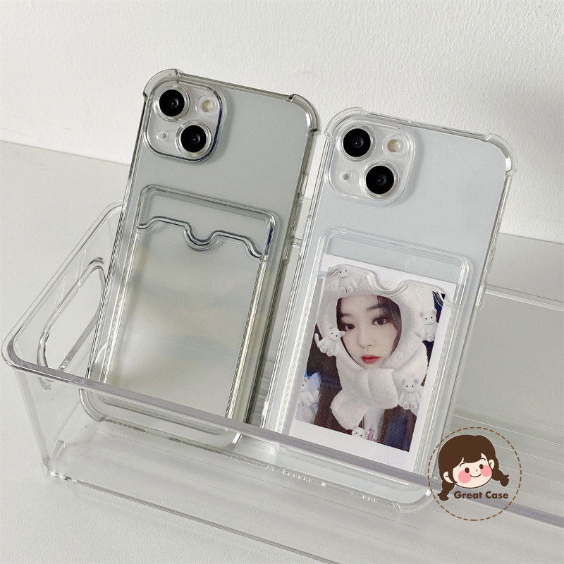 New Transparent Card Holder Phone Case For iPhone 16E 16 15 14 Plus 13 ...