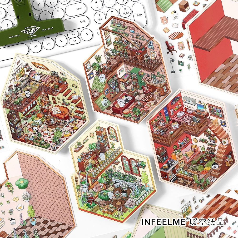 DIY 3D Sticker Scene Stickers for Girls Make Your Own Mini Shop Scenes ...