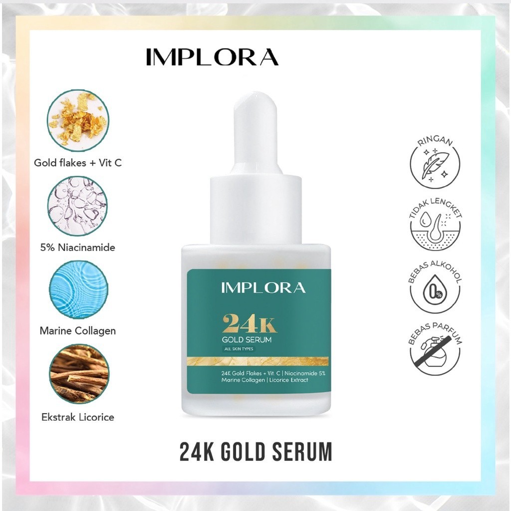 Implora 24K Gold Serum 20ml / Merah Jingga Official - Gambar 3